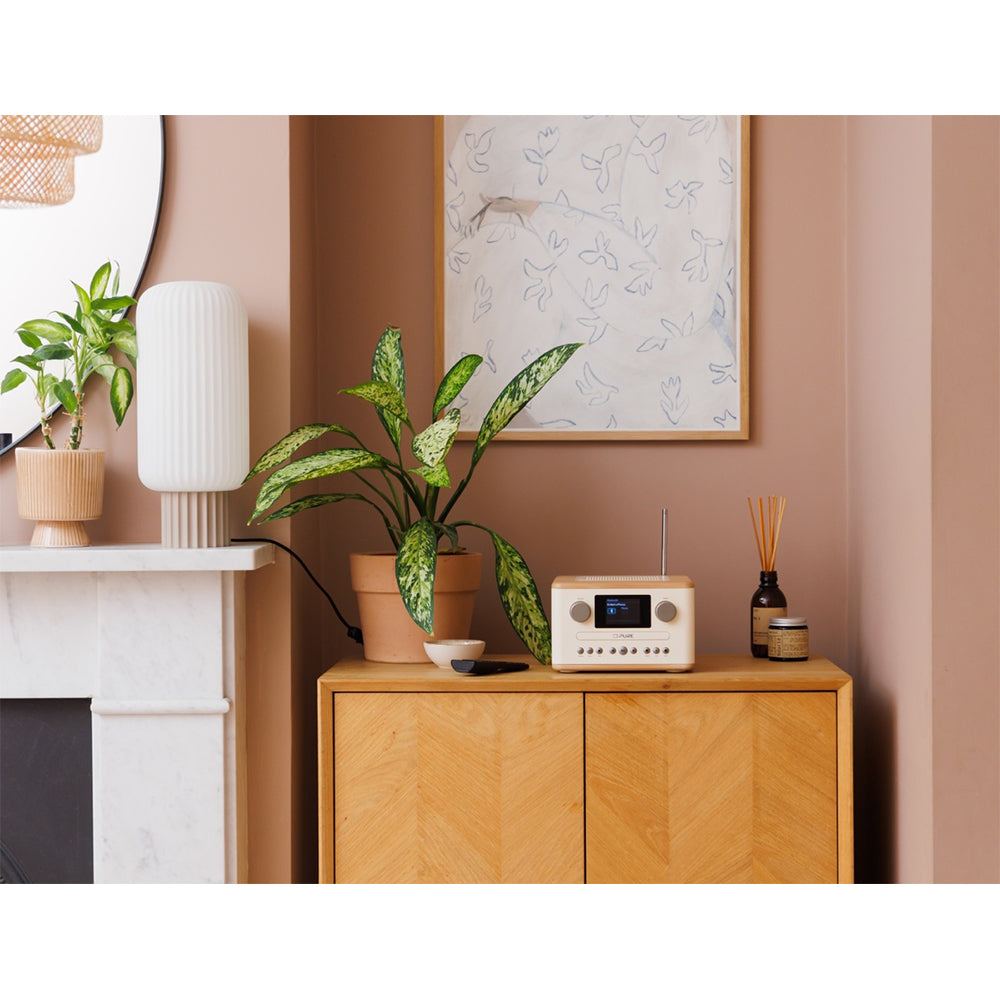 Pure Classic C-D4 DAB DAB+ FM Radio with CD Player and Bluetooth - Cotton White Oak