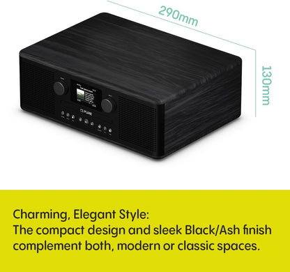 Pure Classic C-D6i  All in One Internet Radio with DAB+ FM Bluetooth CD Player Stereo Sound System Black