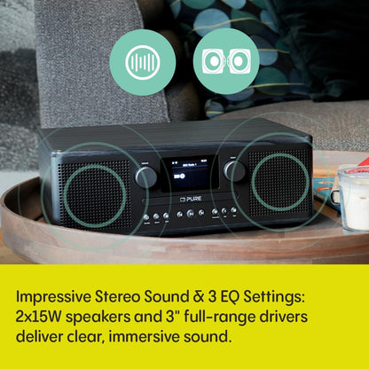 Pure Classic C-D6i  All in One Internet Radio with DAB+ FM Bluetooth CD Player Stereo Sound System Black