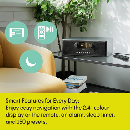 Pure Classic C-D6i  All in One Internet Radio with DAB+ FM Bluetooth CD Player Stereo Sound System Black