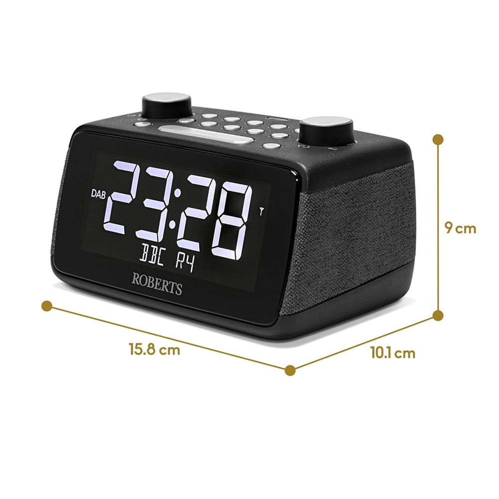 Roberts Ortus 4 DAB DAB+ FM Digital Clock Radio with Bluetooth - Black