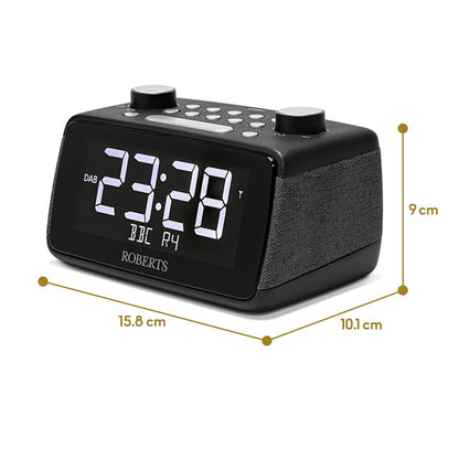 Roberts Ortus 4 DAB DAB+ FM Digital Clock Radio with Bluetooth - Black