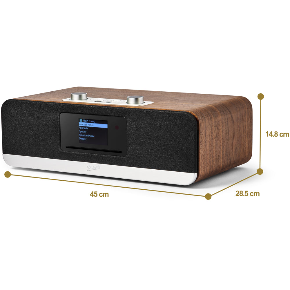 Roberts Stream 67L Bluetooth Sound System with CD Player and Internet DAB+ Radio - Walnut