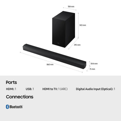 Samsung HW-B650F B-Series 3.1ch 370W Soundbar with Wireless Subwoofer Black 2025