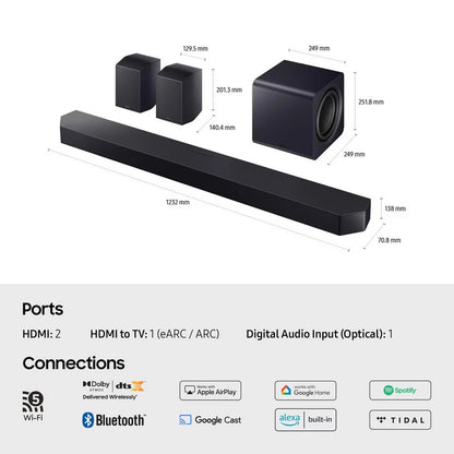 Samsung HW-Q990F 11.1.4ch Q-Series Soundbar with Wireless Subwoofer and Rear Speakers in Titan Black 2025