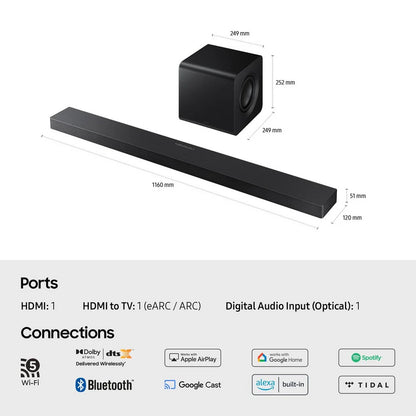 Samsung HW-QS700F 3.1.2ch Q-Series Soundbar with Wireless Subwoofer in Titan Black 2025