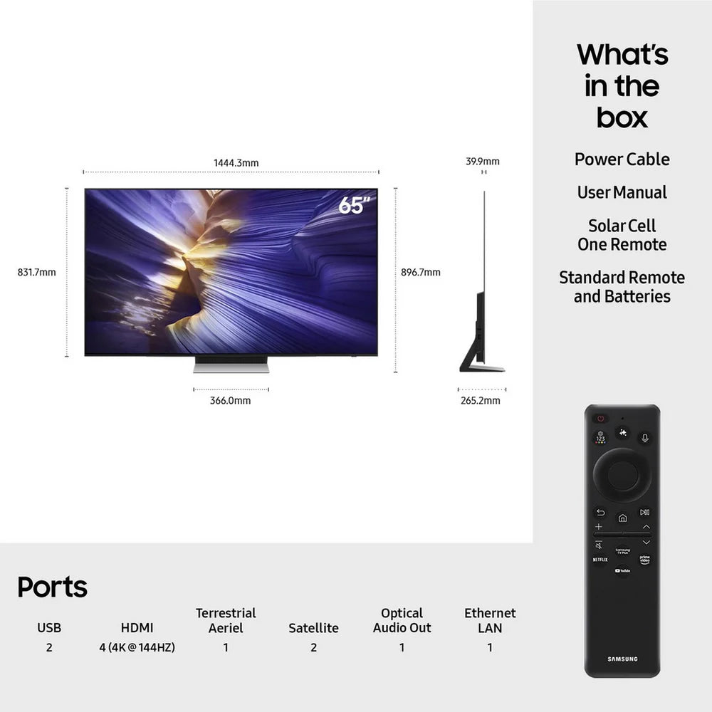 Samsung QE65S90FATXXU 65 Inch S90F 4K OLED Ultra HD HDR Smart AI TV 2025