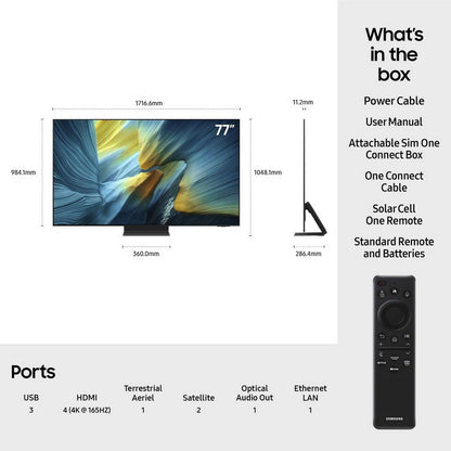 Samsung QE77S95FATXXU 77 Inch S95F OLED 4K Ultra HD HDR Smart AI TV 2025
