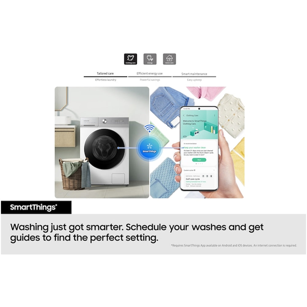 Samsung Series 8 WW11DB8B95GHU1 Bespoke AI Energy 11kg 1400 Spin Smart Washing Machine White