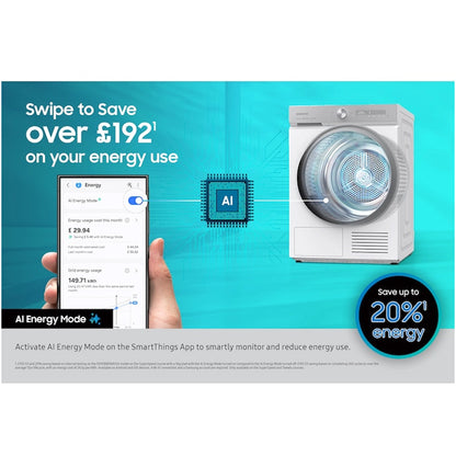 Samsung Series 9 DV90F09F4SU1 with AI Home 9kg Heat Pump Tumble Dryer Dark Steel