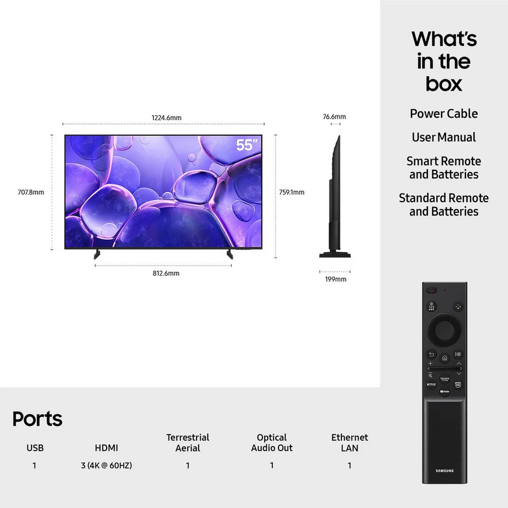 Samsung UE55U8020FKXXU 55 Inch Crystal UHD 4K Smart TV and HW-B530XU 2.1 Ch Wireless Soundbar with Subwoofer Bundle