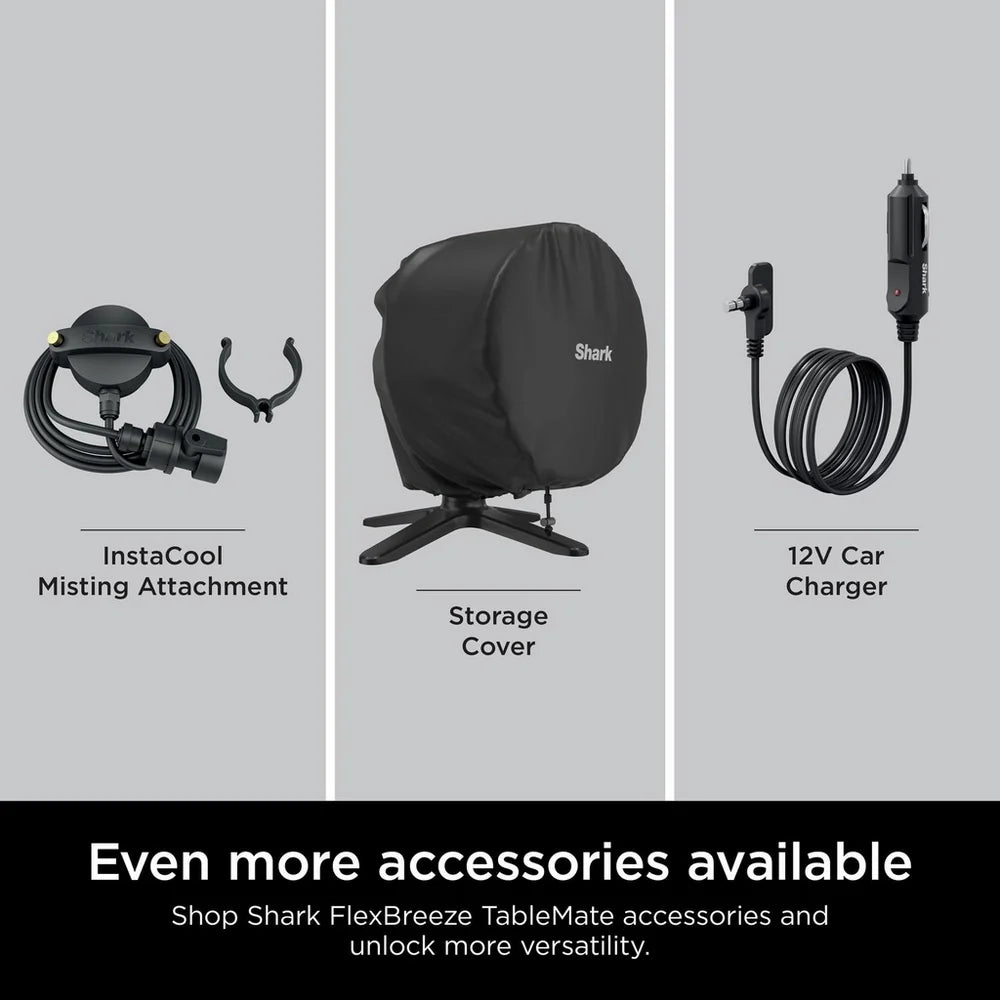 Shark FA150UK FlexBreeze TableMate Indoor to Outdoor High Velocity Tabletop Fan - Winter Fog