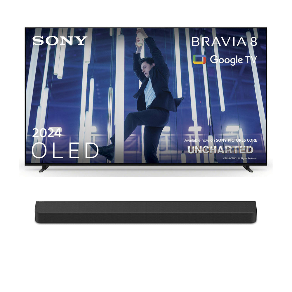 Sony K77XR80PU 77 Inch BRAVIA 8 4K UHD HDR OLED Smart TV with BRAVIA Theatre Bar 8 HTA8000 Soundbar Bundle