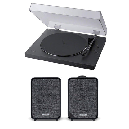Sony PS-LX310BT Bluetooth Turntable and Ruark MR1 MK3 Active Bluetooth Speakers with Built-in MM Phono Preamp Black