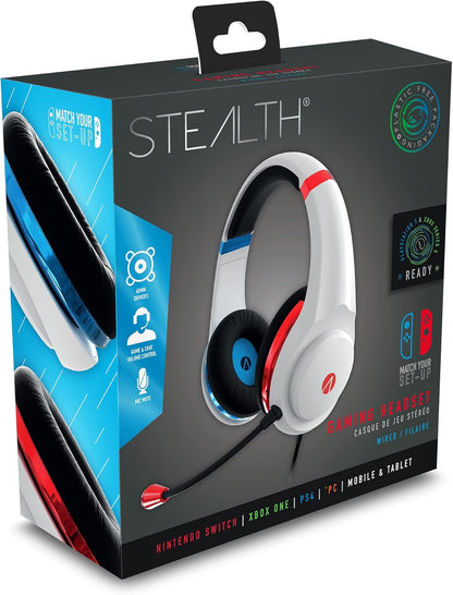 Stealth XP-Match Your Set-Up Red and Blue Neon Wired Over Ear Gaming Headset with Mic