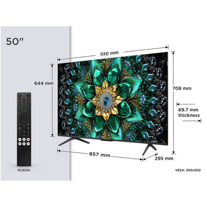 TCL 50Q6C-UK 50 Inch Q6C 4K Ultra HD HDR QD-Mini LED Smart Google TV 2025